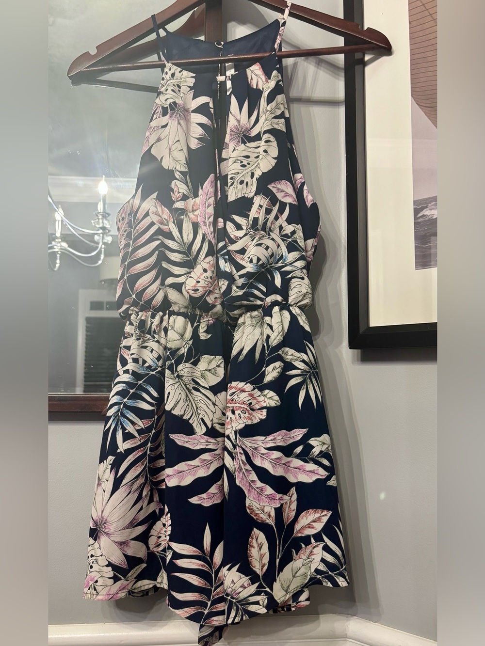 Lush Navy Tropical Romper, S